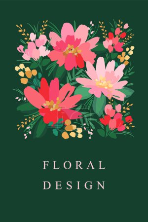 Téléchargez les illustrations : Vector floral design. Template for card, poster, flyer, cover, home decor and other use. - en licence libre de droit