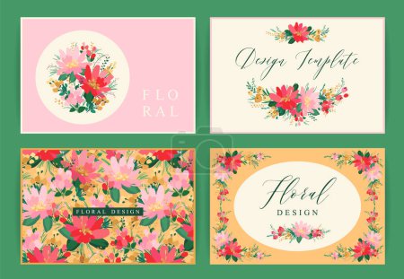 Illustration for Set of vector floral design. Template for card, poster, flyer, cover, home decor and other use. - Royalty Free Image