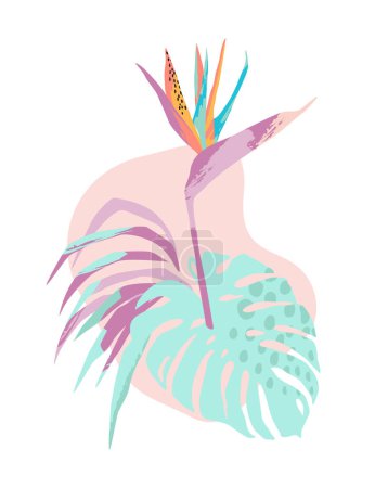 Téléchargez les illustrations : Abstract tropical illustration. Isolated design for tshirt, posters, covers, cards, interior decor and other users. - en licence libre de droit