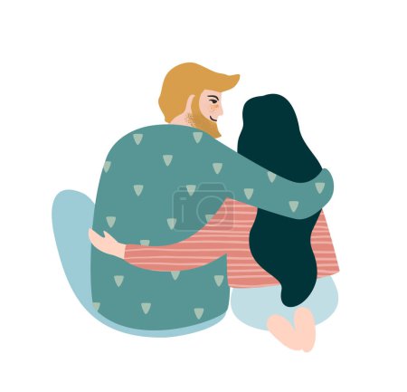 Ilustración de Romantic isolated illustration with man and woman. Love, love story, relationship. Vector design concept for Valentines Day and other use. - Imagen libre de derechos