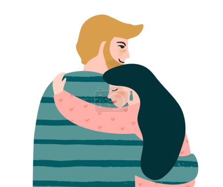 Téléchargez les illustrations : Romantic isolated illustration with man and woman. Love, love story, relationship. Vector design concept for Valentines Day and other use. - en licence libre de droit