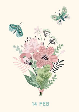 Ilustración de Floral design concept for Valentines Day and other use. Vector flower illustration. - Imagen libre de derechos