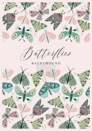 Ilustración de Vector butterflies background. Template for card, poster, flyer, cover, home decor and other use. - Imagen libre de derechos