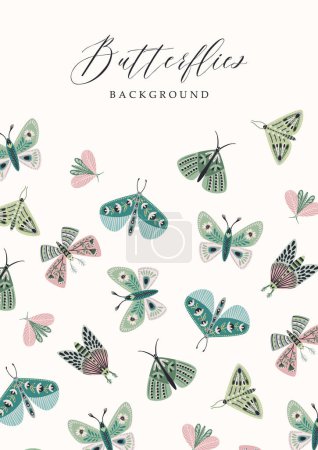 Ilustración de Vector butterflies background. Template for card, poster, flyer, cover, home decor and other use. - Imagen libre de derechos