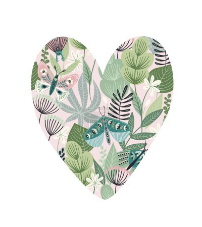 Ilustración de Isolated floral heart for Valentines Day and other use. Vector flower illustration. - Imagen libre de derechos