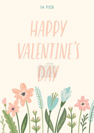 Illustration for Illustration with lettering and flowers. Vector design concept for Valentines Day and other use. - Royalty Free Image