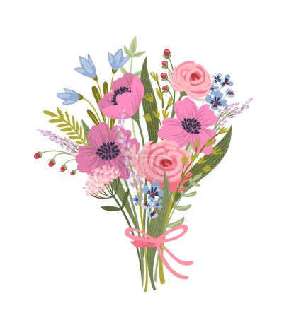 Téléchargez les illustrations : Isolated llustration bouquet of flowers. Vector design concept for holyday and other use. - en licence libre de droit