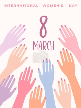 Téléchargez les illustrations : Illustration with female hands. Vector design concept for International Women s Day and other use - en licence libre de droit