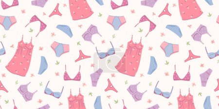 Téléchargez les illustrations : Seamless pattern with womens underwear. Vector design concept for International Women s Day and other use - en licence libre de droit