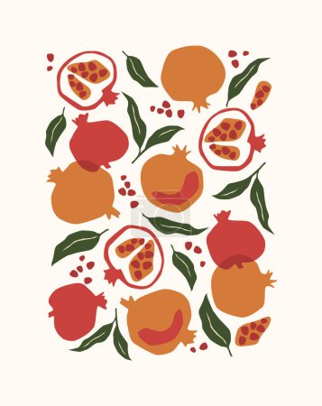 Ilustración de Art print. Abstract pomegranate. Modern design for posters, cards, cover, tshirt and other - Imagen libre de derechos