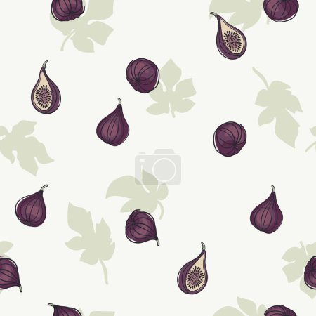 Illustration for Vector seamless pattern with figs. Trendy hand drawn textures. Modern abstract design for paper, cover, fabric, interior decor and other users. - Royalty Free Image