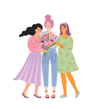 Ilustración de Isolated illustration of a women with flowers. Concept for International Women s Day and other use - Imagen libre de derechos