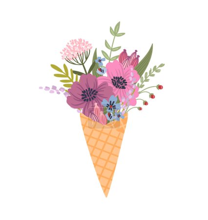 Illustration for Isolated llustration cute bouquet of flowers. Vector design concept for holyday and other use. - Royalty Free Image