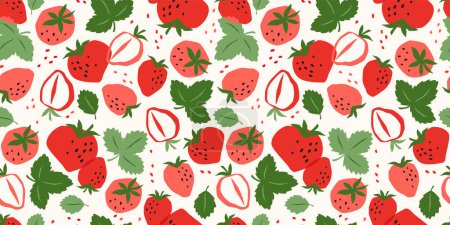 Illustration for Vector seamless pattern with Strawberry. Trendy hand drawn textures. Modern abstract design for paper, cover, fabric, interior decor and other use - Royalty Free Image
