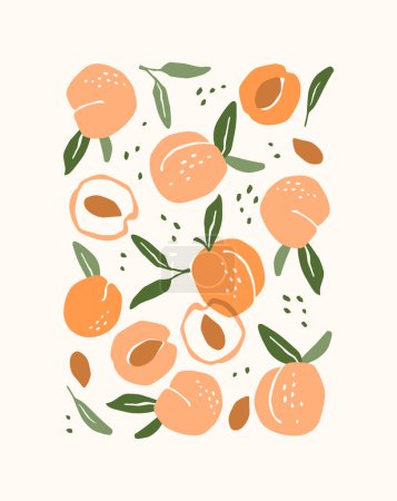 Téléchargez les illustrations : Art print. Abstract peaches. Modern design for posters, cards, cover, t shirt and other use - en licence libre de droit