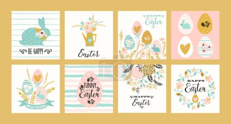 Téléchargez les photos : Happy Easter. Vector templates with lettering design and hand draw texture. Design for card, poster, flyer and other use. - en image libre de droit