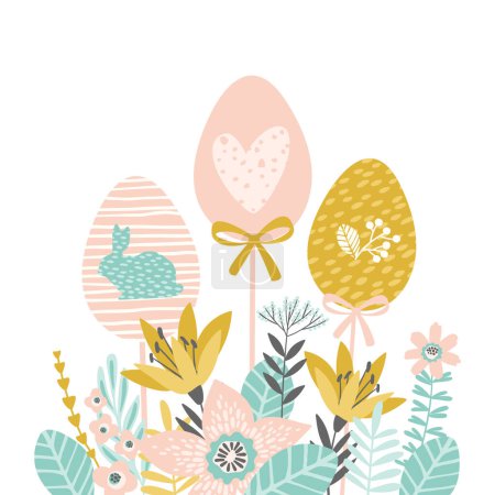 Illustration for Happy Easter. Vector isolated illustration for card, poster, flyer and other use. Design element. - Royalty Free Image