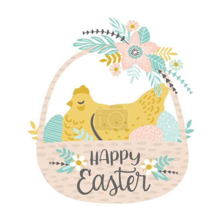 Illustration for Happy Easter. Vector isolated illustration for card, poster, flyer and other use. Design element. - Royalty Free Image