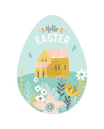 Ilustración de Happy Easter. Vector isolated illustration for card, poster, flyer and other use. Design element. - Imagen libre de derechos