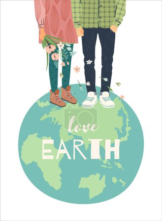 Téléchargez les illustrations : Vector illustration for Earth Day and other environmental concept. Isolated design for card, poster, banner, flyer and other. - en licence libre de droit
