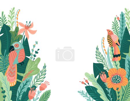 Illustration for Abstract tropical illustration. Isolated border for shop window, posters, covers, cards, interior decor and other use - Royalty Free Image