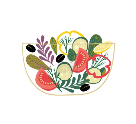 Ilustración de Ilustración vectorial de ensalada vegetal. Comida saludable. Elemento aislado para el diseño - Imagen libre de derechos