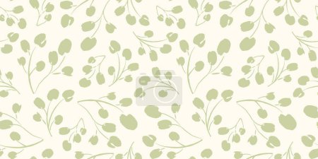 Téléchargez les illustrations : Motif floral sans couture avec herbe et feuilles. Conception vectorielle pour le papier, la couverture, le tissu, la décoration intérieure et autres utilisations - en licence libre de droit