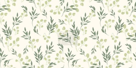 Illustration for Floral seamless pattern with grass and leaves. Vector design for paper, cover, fabric, interior decor and other use - Royalty Free Image