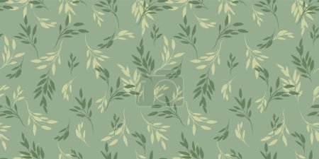 Ilustración de Patrón sin costura floral con hierba y hojas. Diseño vectorial para papel, cubierta, tela, decoración de interiores y otros usos - Imagen libre de derechos
