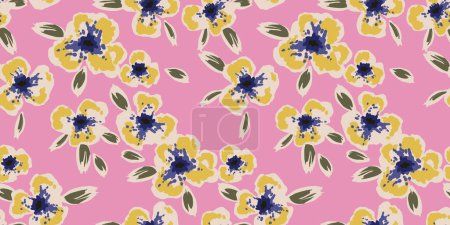 Illustration for Floral abstract seamless pattern. Retro flowers. Vintage style.Vector design for paper, cover, fabric, interior decor and other use - Royalty Free Image
