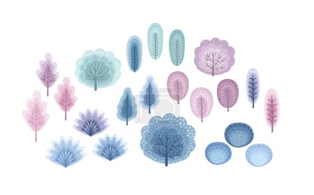 Illustration for Isolated illustration of winter trees. Vector elements for card, poster, flyer, shop window, cover and other use. - Royalty Free Image