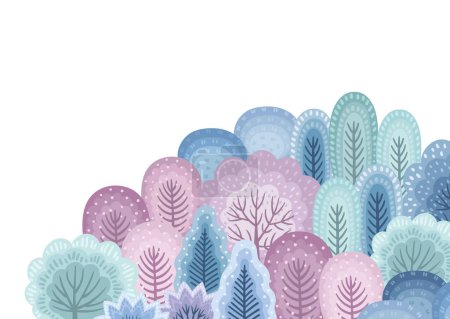 Illustration for Isolated illustration of winter forest. Vector template for card, poster, flyer, shop window, cover and other use. - Royalty Free Image