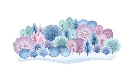 Illustration for Isolated illustration of winter forest. Vector template for card, poster, flyer, shop window, cover and other use. - Royalty Free Image