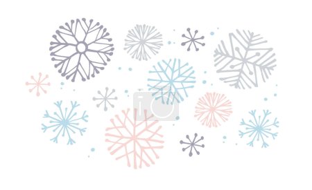 Téléchargez les illustrations : Flocons de neige vectoriels. Illustration dessinée à la main. Eléments isolés vectoriels pour la conception - en licence libre de droit