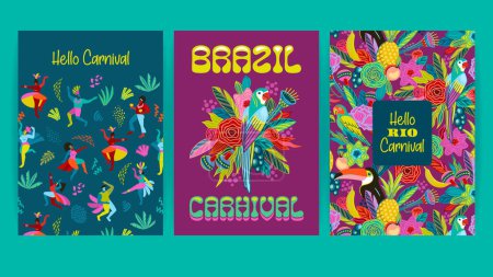 Illustration for Set of bright abstract templates. Brazil carnival. Vector design for carnival concept and other use - Royalty Free Image