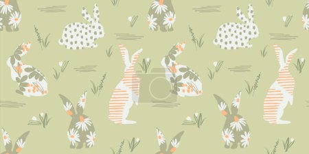 Illustration for Happy Easter. Vector seamless pattern with abstract rabbits. Design element. - Royalty Free Image