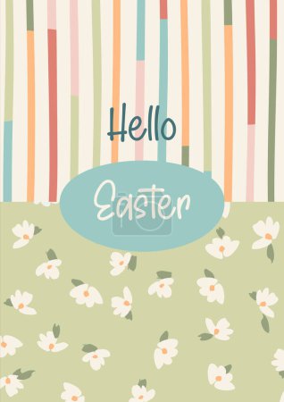 Illustration for Easter card. Cute hand drawn illustration. Vector design template in vintage pastel colors. - Royalty Free Image