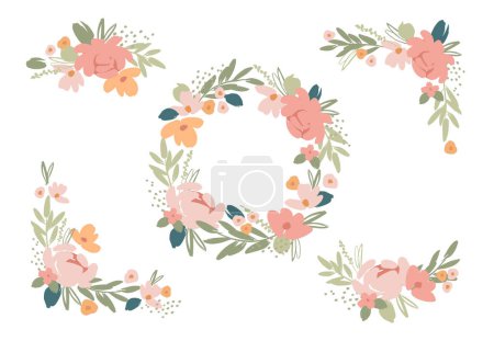 Ilustración de Vector isolated floral design with cute flowers. Template for card, poster, flyer, t-shirt, home decor and other use. - Imagen libre de derechos