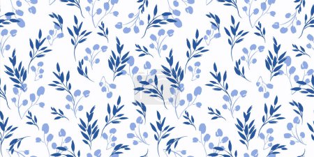 Ilustración de Patrón sin costura floral azul. Diseño vectorial para papel, cubierta, tela, decoración de interiores y otros usos - Imagen libre de derechos