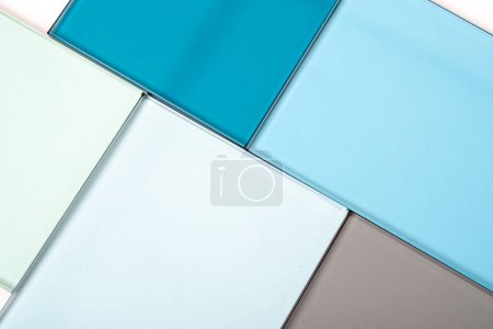 Photo for Sheets of Factory manufacturing tempered clear float glass panels cut to size - Royalty Free Image