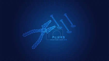 Illustration for Pliers pincers, a hand tool. Repair or building concept. Polygon outline style - Royalty Free Image