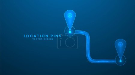 Illustration for Map of location pins or navigation. locator map GPS direction pointer. Vector illustration with light effect and neon - Royalty Free Image