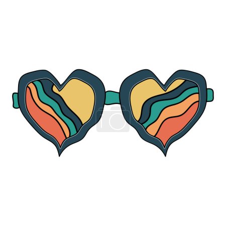 Illustration for Glasses with a wave in the style of the retro. Hand Drawn retro style - Royalty Free Image