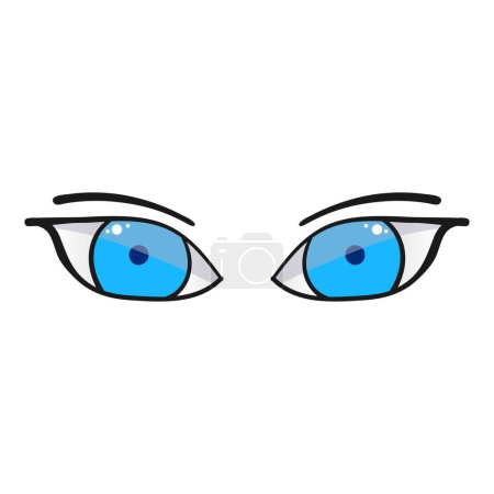 Illustration for Female blue eyes comic isolated on white background. Hand drawn open female eyes - Royalty Free Image