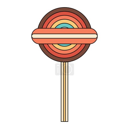 Illustration for Lollipop, Retro round spiral candy on stick - Royalty Free Image