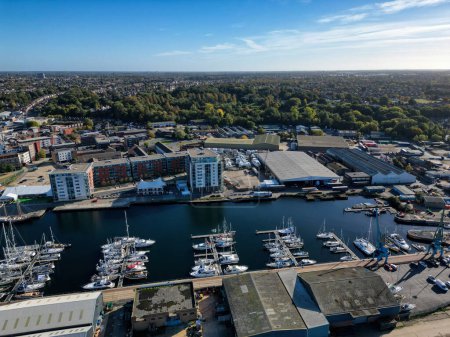 Photo for Abp ports Ipswich Suffolk, aerial view - Royalty Free Image