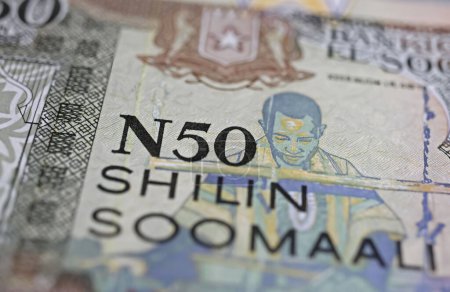 Closeup of old historical somali shilling banknote