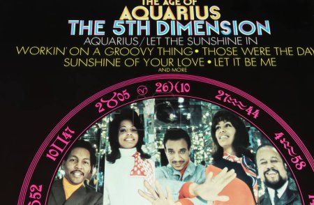 Photo for Viersen, Germany - January 9. 2024: Closeup of 5th Dimension group vinyl record album cover The Age of Aquarius from 1969 - Royalty Free Image
