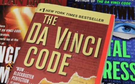 Photo for Viersen, Germany - January 9. 2024: Closeup of Dan Brown bestseller book cover The Da Vinci Code - Royalty Free Image