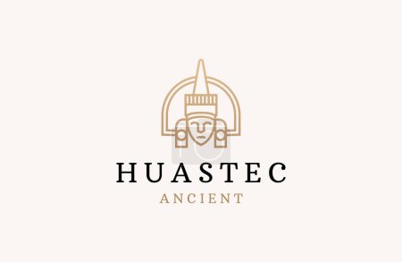 Téléchargez les illustrations : Modèle de conception d'icône de logo ancien Huastec vecteur plat - en licence libre de droit